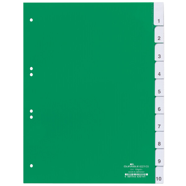 DURABLE Kunststoff-Register, PP, Stärke: 0,12 mm, 15-teilig