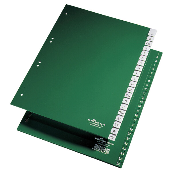 DURABLE Kunststoff-Register, PP, Stärke: 0,12 mm, 15-teilig