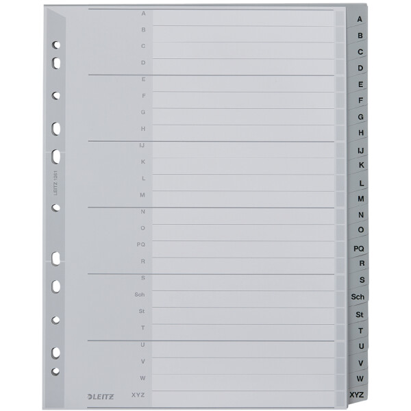 LEITZ Kunststoff-Register, A-Z, &Uuml;berbreite, halbe H&ouml;he