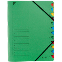 LEITZ Ordnungsmappe, DIN A4, Karton, 12 Fächer, blau