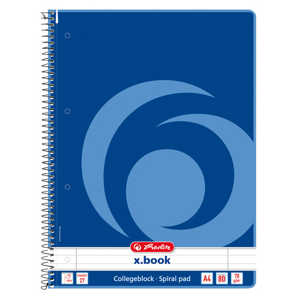 herlitz Collegeblock x.book, DIN A4, 80 Blatt, liniert