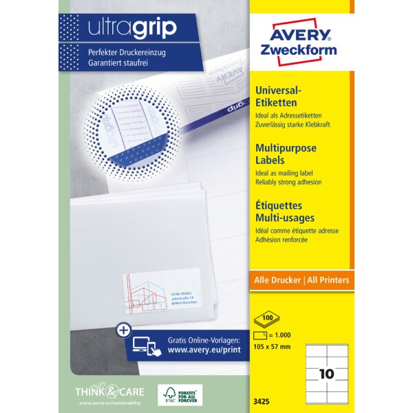 AVERY Zweckform Universal-Etiketten, 70 x 32 mm, wei&szlig;