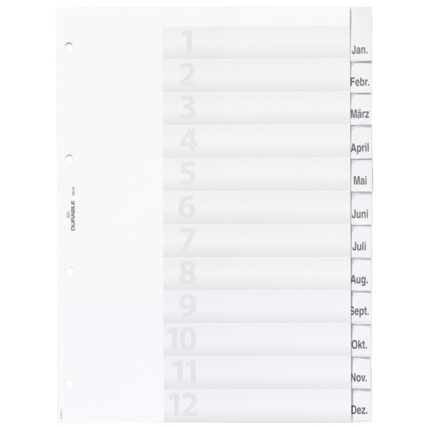 DURABLE Kunststoff-Register, A4, 12-teilig, transparent