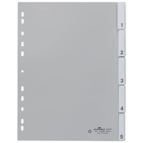 DURABLE Kunststoff-Register, PP, Stärke: 0,12 mm, 5-teilig