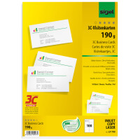 sigel Visitenkarten 3C, 85 x 55 mm, 225 g qm, hochweiß