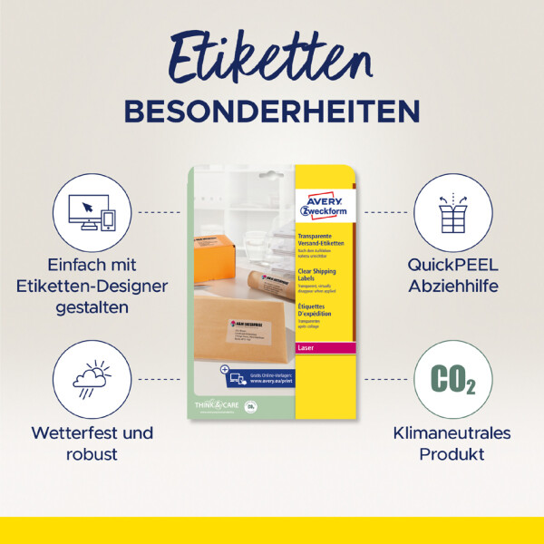 AVERY Zweckform Transparente Adress-Etiketten, 210 x 297 mm