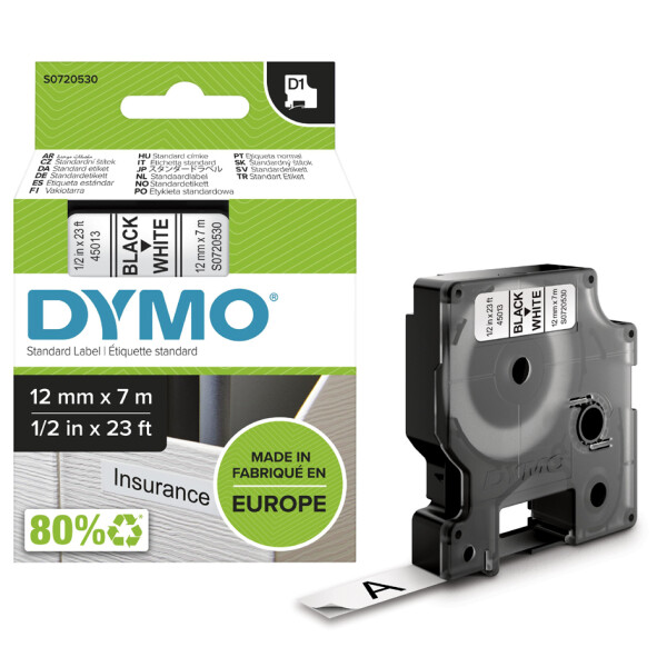 DYMO D1 Schriftbandkassette schwarz wei&szlig;, 24 mm x 7 m