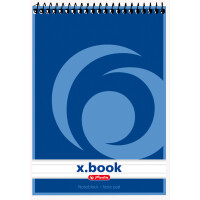 herlitz Spiralnotizblock x.book, DIN A6, 50 Blatt, kariert