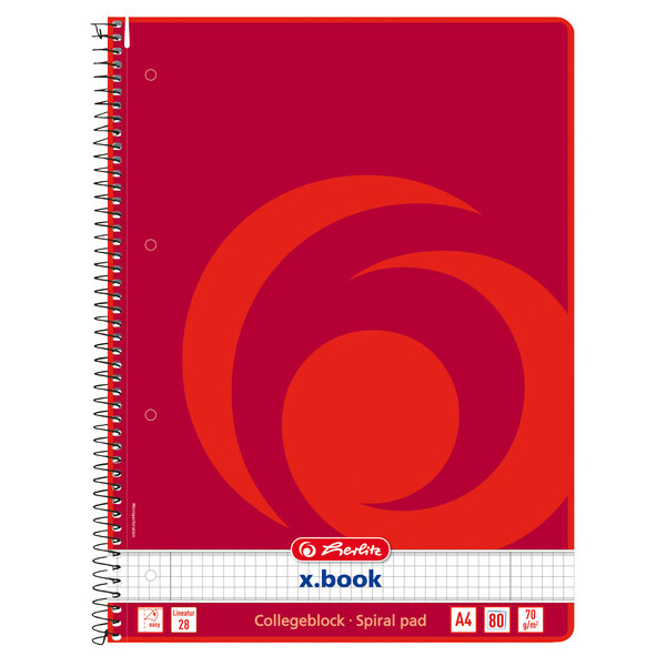 herlitz Collegeblock x.book, DIN A4, 80 Blatt, liniert