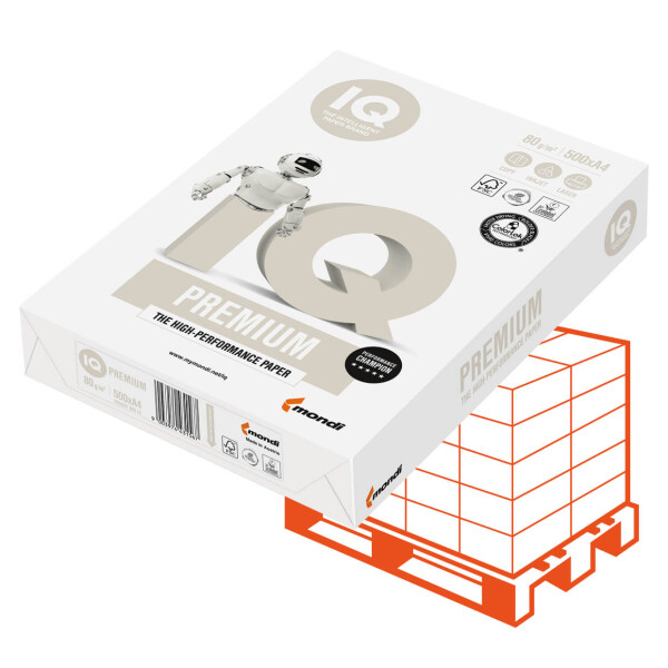IQ Premium Premiumpapier hochweiß A4 80g/m2 - 1 Palette (100.000 Blatt)