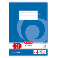herlitz Oktavheft x.book, DIN A6, kariert, 70 g qm, 32 Blatt