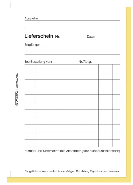 herlitz Formularbuch "Liefer- Empfangsschein 204", DIN A5