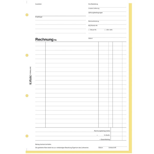 herlitz Formularbuch "Rechnung 307", DIN A5, 3 x 40 Blatt