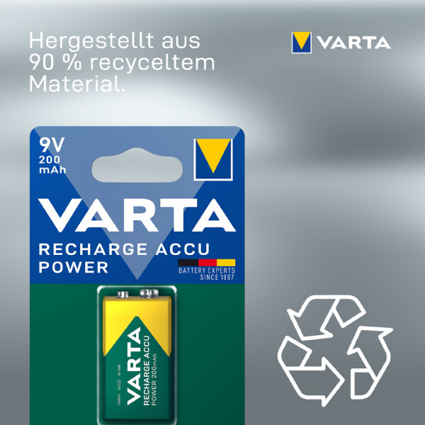 VARTA NiMH Akku "RECHARGE ACCU Power", E-Block (6F22)