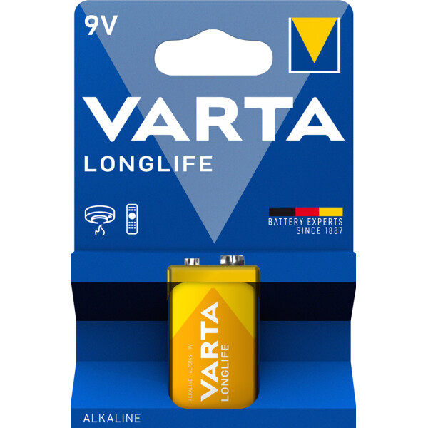 VARTA Alkaline Batterie Longlife, E-Block (6LR61 6LP3146)