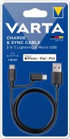 VARTA Ladekabel & Datenkabel 2in1 Micro USB MFI Lightning