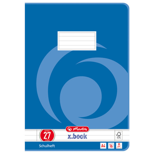 herlitz Schulheft x.book, DIN A4, Lineatur 28 kariert