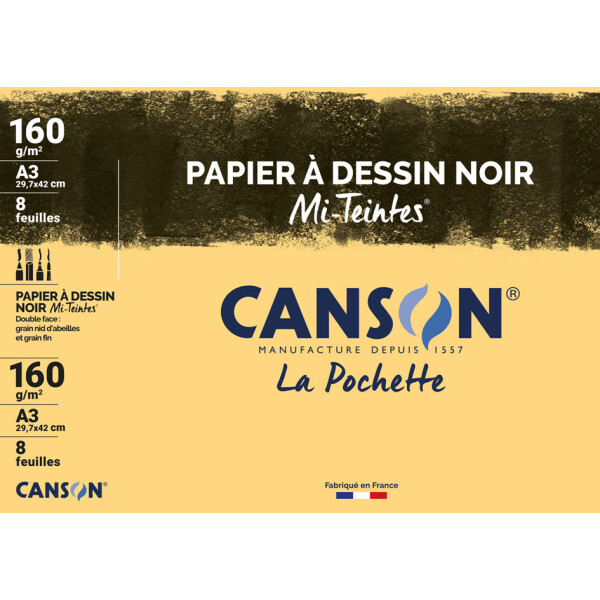 CANSON Zeichenpapier Mi-Teintes, DIN A3, schwarz