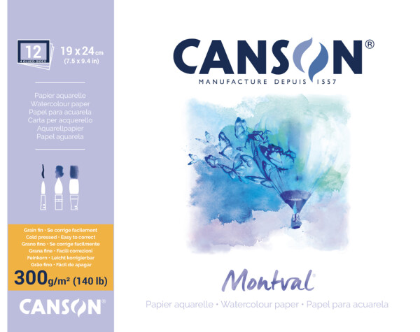CANSON Aquarellblock "Montval", rundum geleimt, 190 x 240 mm