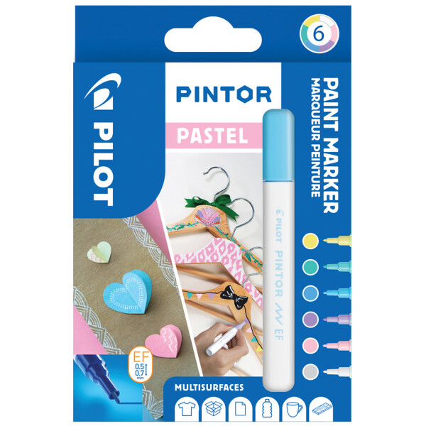PILOT Pigmentmarker PINTOR, fein, 6er Set "PASTEL"