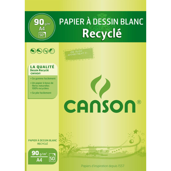 CANSON Malblock Recycling, DIN A4, 90 g qm, 50 Blatt