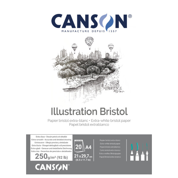 CANSON Zeichenkartonblock Illustration Bristol, DIN A4, weiß