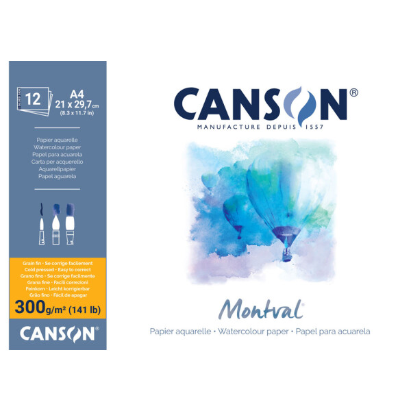 CANSON Aquarellblock "Montval", 180 x 250 mm, 300 g qm