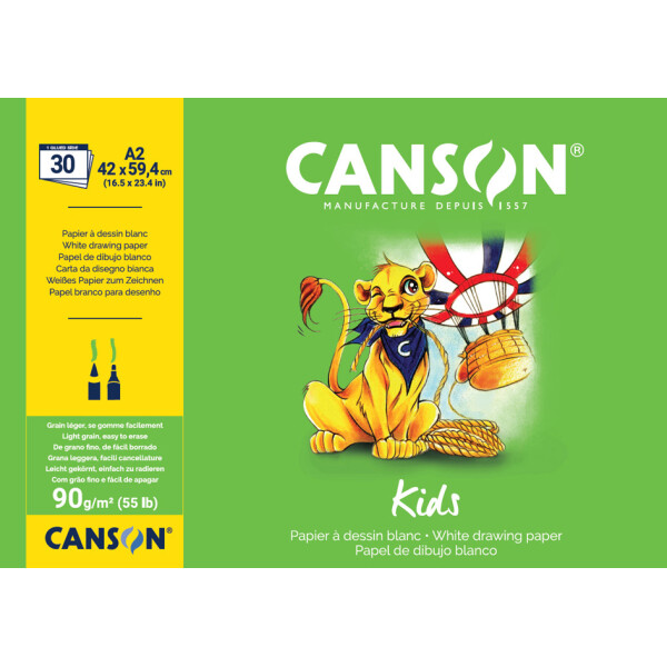CANSON Zeichenblock Kids, DIN A2, 90 g qm, 30 Blatt