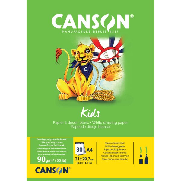 CANSON Zeichenblock Kids, DIN A3, 90 g qm, 30 Blatt