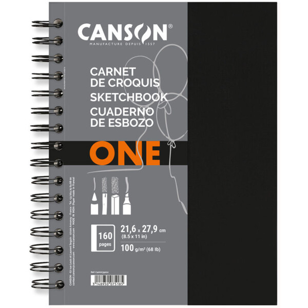 CANSON Skizzenbuch ONE, 216 x 279 mm, schwarz