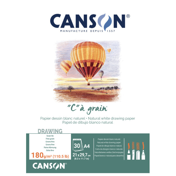 CANSON Zeichenpapierblock "C" &agrave; grain, DIN A4, 180 g qm
