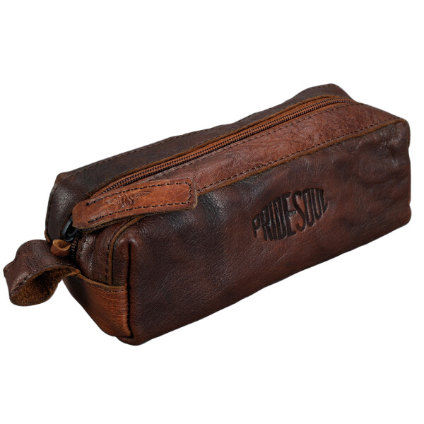 PRIDE&SOUL Schlamper-Etui, aus Leder, marone