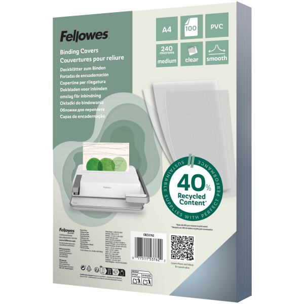 Fellowes Deckblatt, DIN A4, PVC, transparent, 0,18 mm