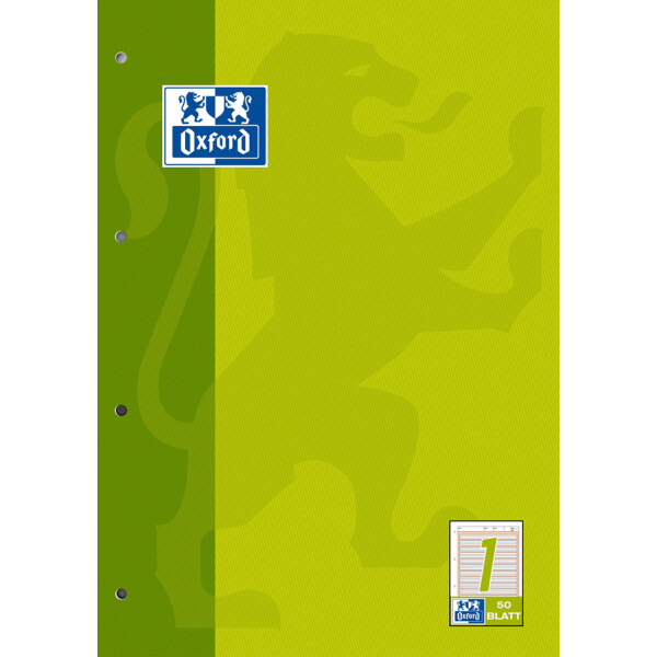 Oxford Arbeitsblock, DIN A4, 50 Blatt, Lineatur 2