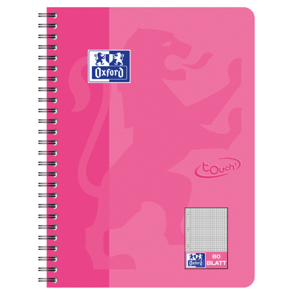 Oxford Collegeblock Touch, B5, kariert, 80 Blatt, rosa
