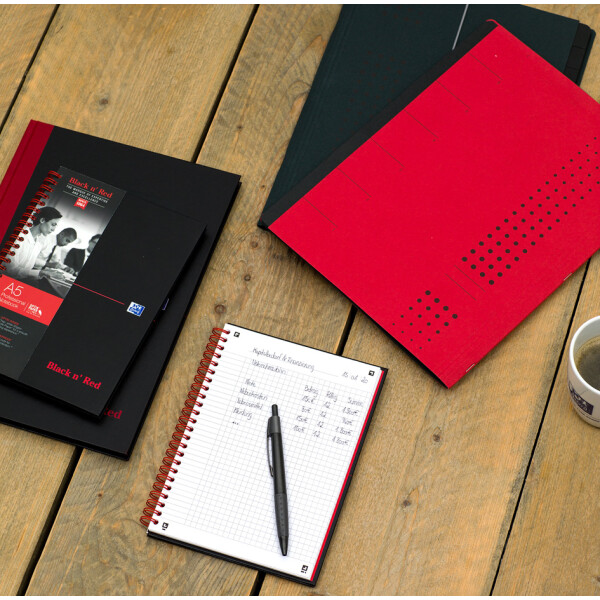 Oxford Spiralbuch Office "Black n Red", DIN A4, liniert, PP
