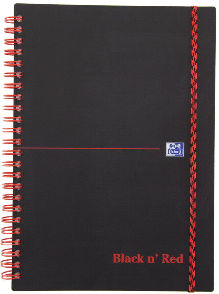Oxford Spiralbuch Office "Black n Red", DIN A5, kariert, PP