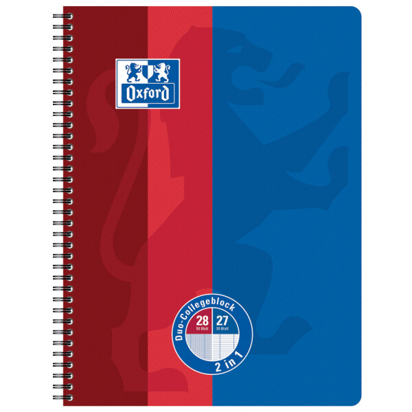 Oxford Schul-Collegeblock DUO Klassik, A4+, 80 Blatt