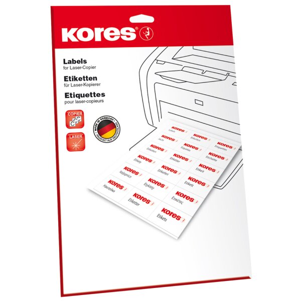 Kores Universal-Etiketten, 52,5 x 29,7 mm, wei&szlig;, 25 Blatt