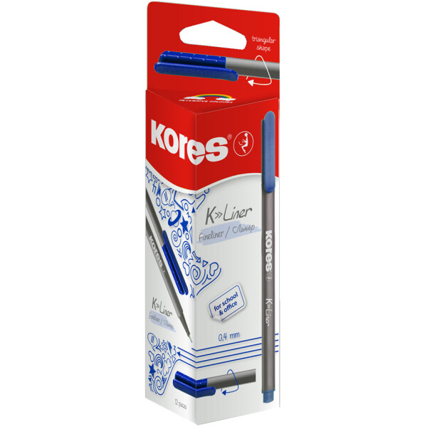 Kores Fineliner "K-Liner", Strichst&auml;rke: 0,4 mm, blau