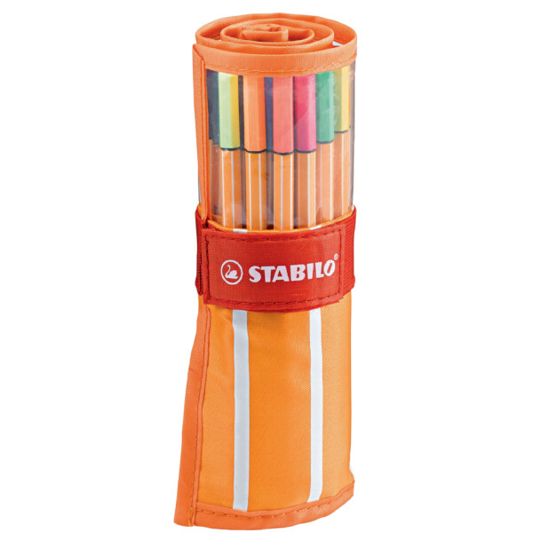 STABILO Fineliner point 88, 30er Rollerset, orange wei&szlig;