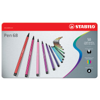 STABILO Fasermaler Pen 68, 40er Metalletui