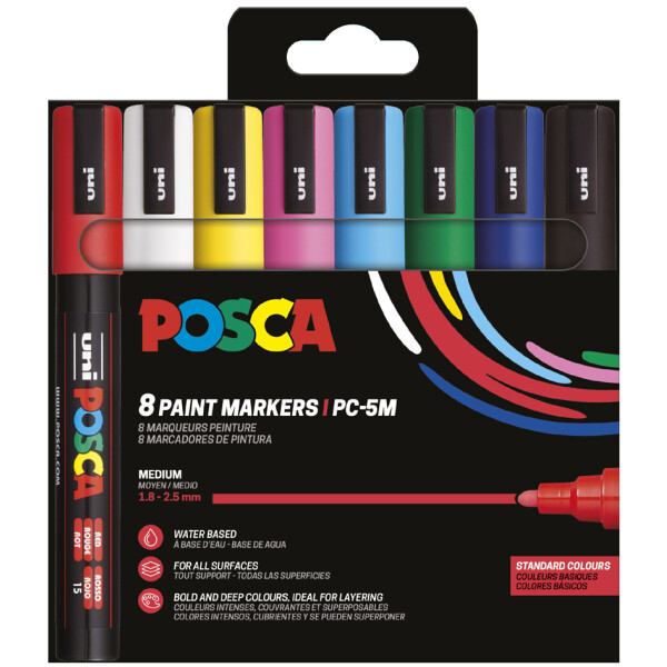 POSCA Pigmentmarker PC-5M, 8er Etui, Standard