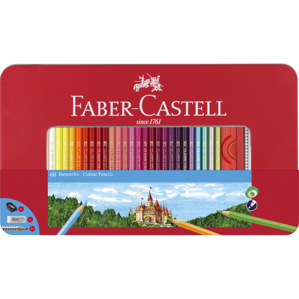 FABER-CASTELL Hexagonal-Buntstifte CASTLE, 12er Metalletui
