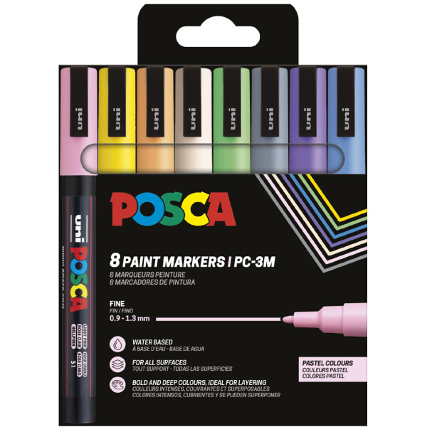 POSCA Pigmentmarker PC-3M, 8er Etui, Standard