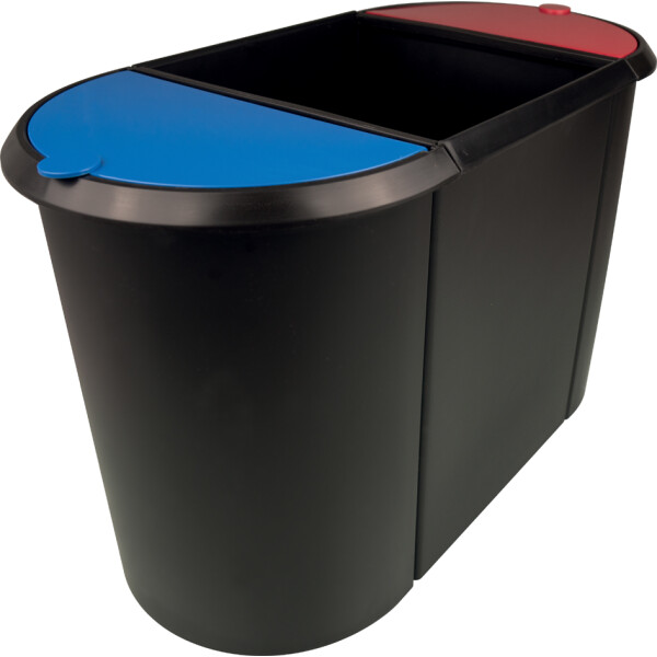 helit Papierkorb "the triple", oval, PE, schwarz gelb blau