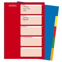 herlitz Kunststoff-Register, blanko, A4, farbig, 5-teilig
