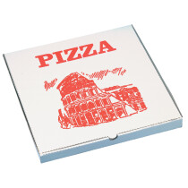 STARPAK Pizzakarton eckig, 330 x 330 x 30 mm, weiß rot