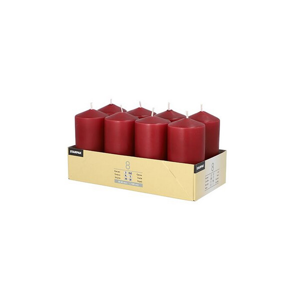 STARPAK Stumpenkerze, Durchmesser: 50 mm, bordeaux, 8er