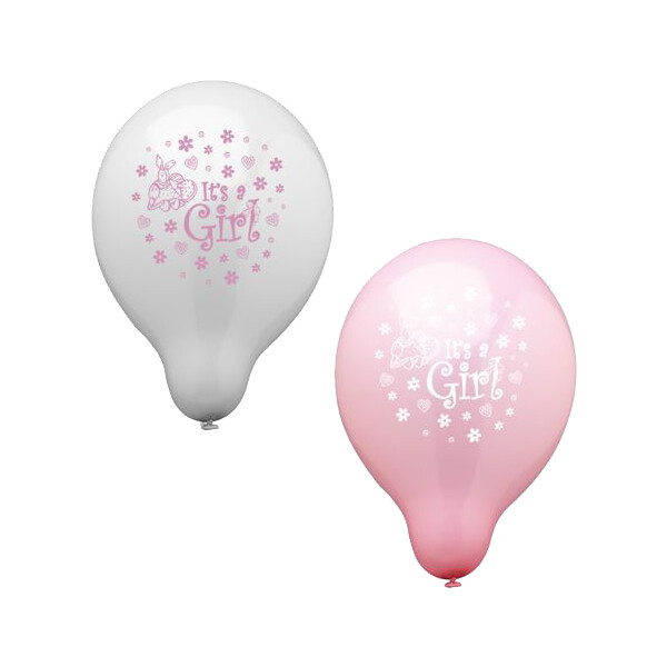 PAPSTAR Luftballons "Its a Girl", rosa weiß sortiert
